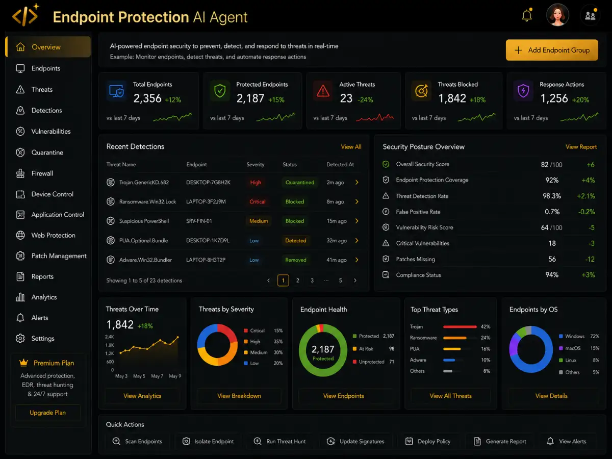 endpointprotection.app AI endpoint protection app — endpoint security dashboard preview